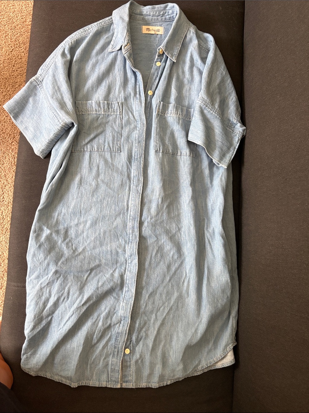Madewell Blue Short-Sleeve Denim Button-Up Shirt